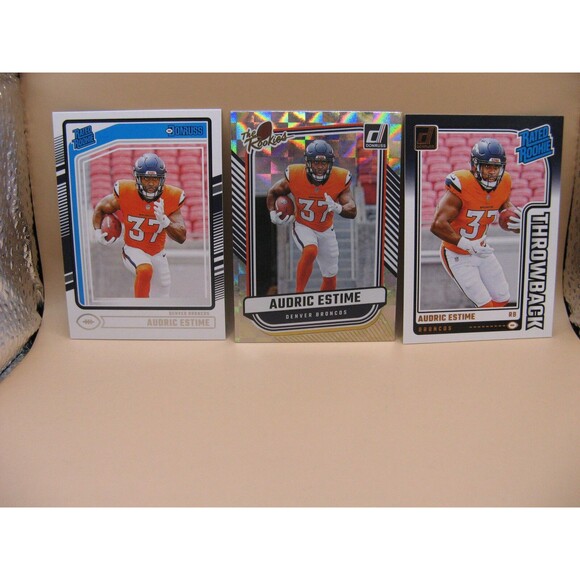 2024 Panini Donruss Audric Estime Lot Of 3 Rookie Cards Denver Broncos - Picture 1 of 5
